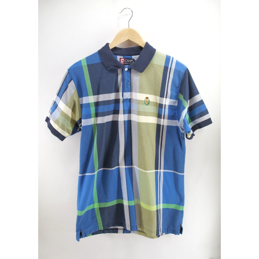 Vintage Chaps Polo Ralph Lauren Multicolor Plaid Short Sleeve Polo Shirt Mens M‎